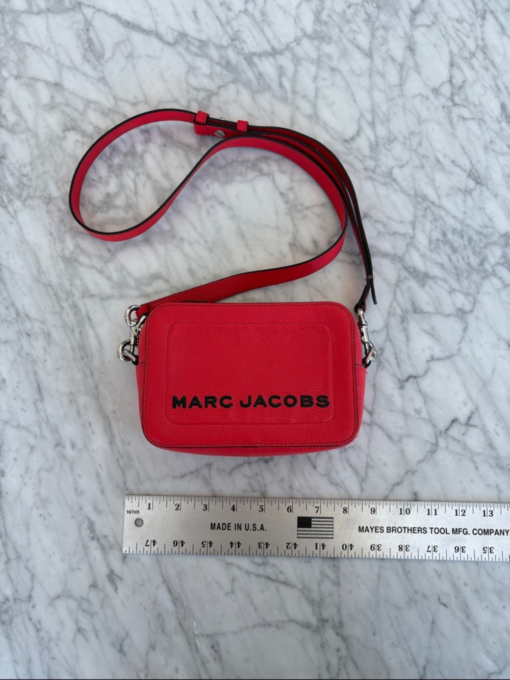 Marc Jacobs Red Pebbled Leather Crossbody Camera Bag
